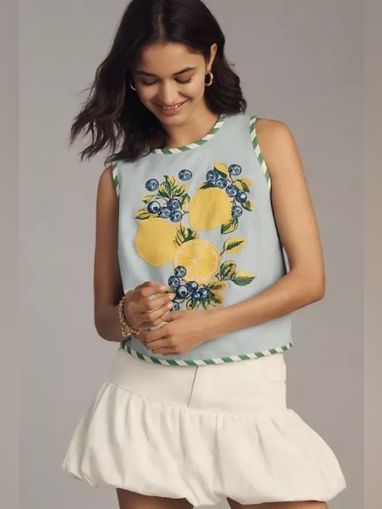 Maeve Tops - New Anthropologie Maeve Fruit Embroidered Top Size M